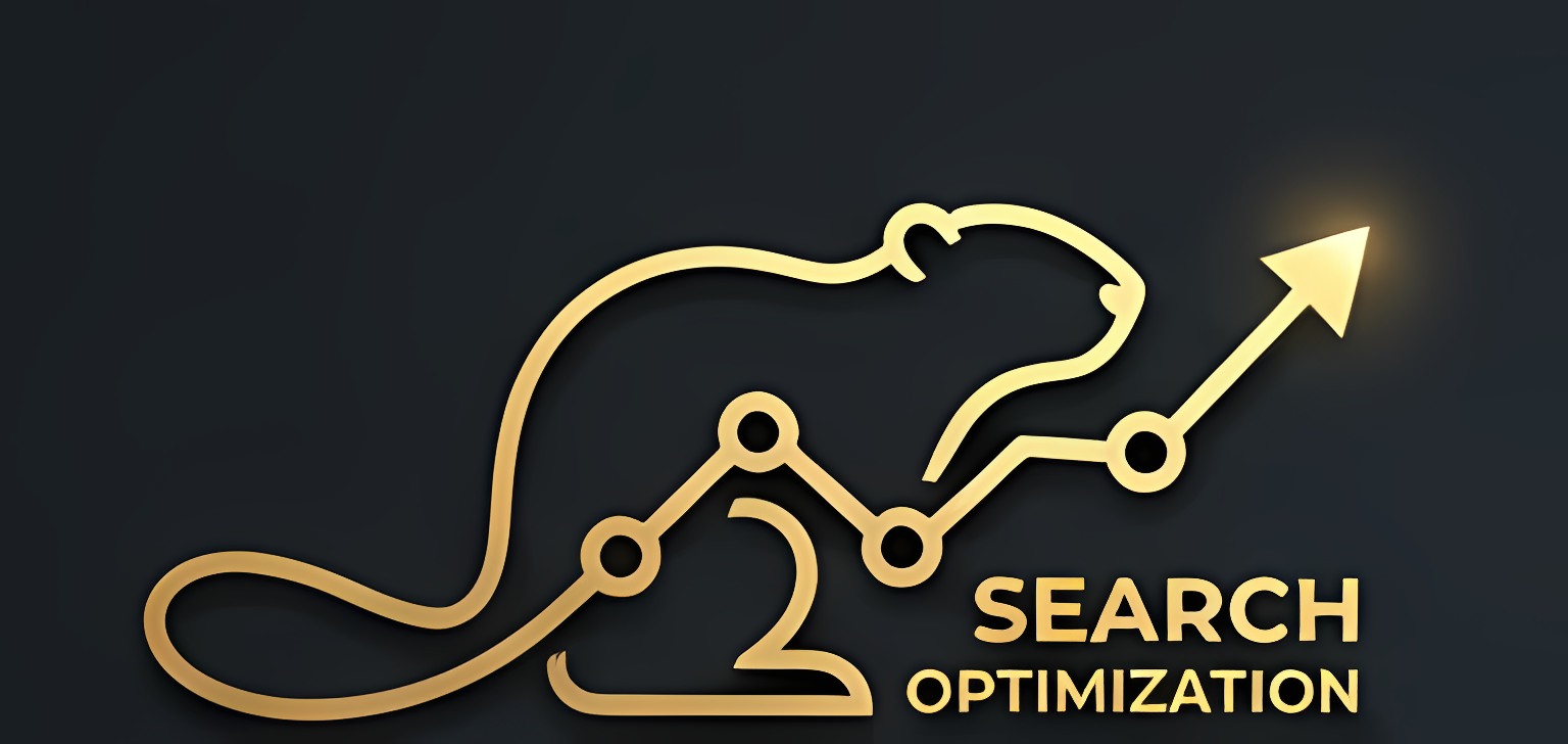 Castor en trait doré formant une courbe de croissance, Search Optimization